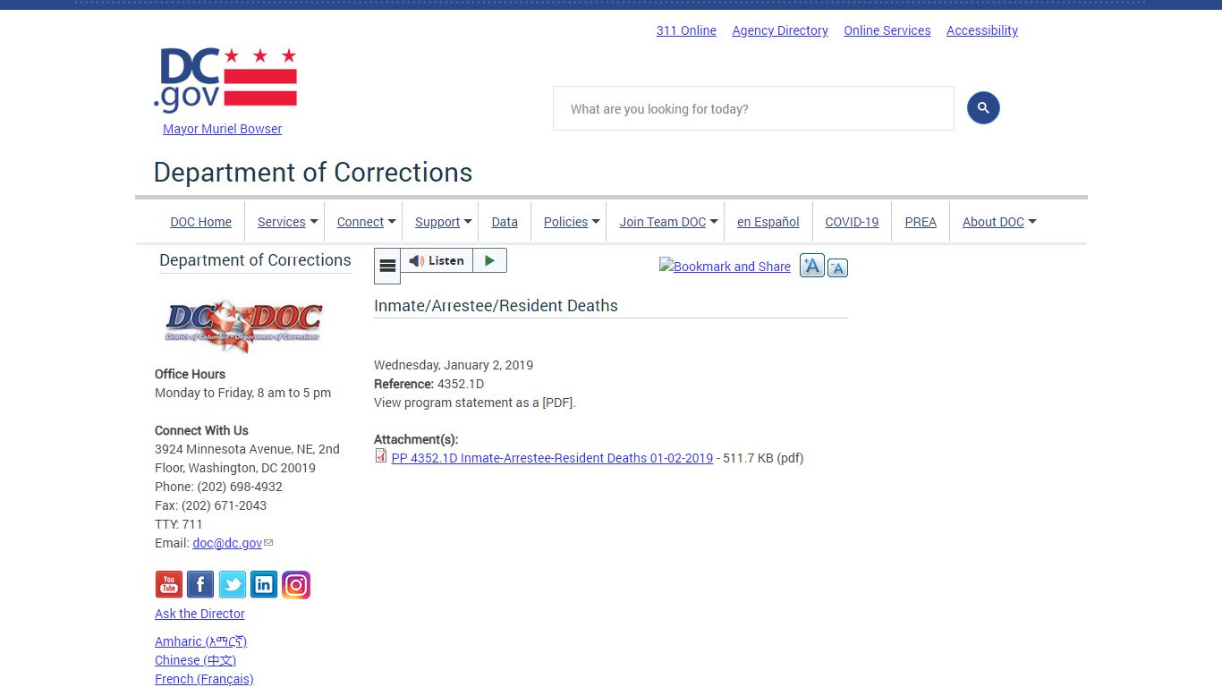 Inmate/Arrestee/Resident Deaths | doc